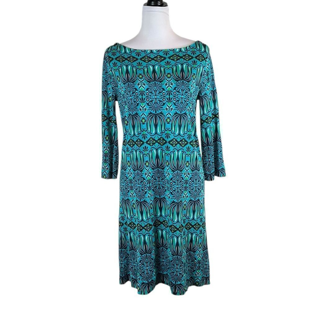 Tory Burch Women’s‎ Teal 3/4 Sleeve Shift Dress, Size M